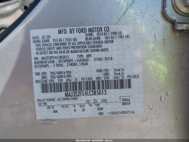 MAJ3S2FE4LC385013 Ford ECOSPORT S