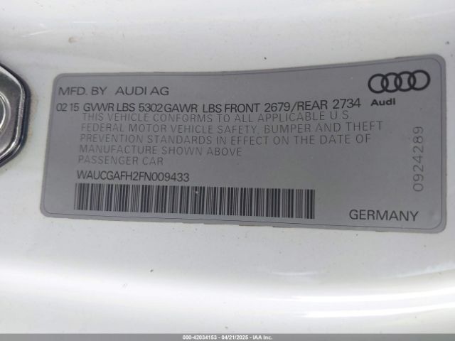 WAUCGAFH2FN009433 Audi S5 3.0t Premium Plus
