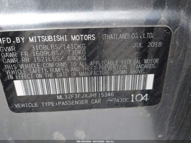 2018 MITSUBISHI MIRAGE G4 ML32F3FJXJHF15346 Photo 8