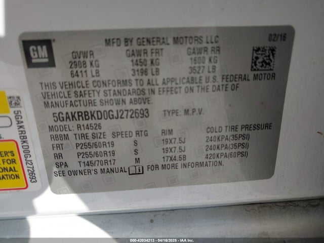 5GAKRBKD0GJ272693 Buick Enclave Leather