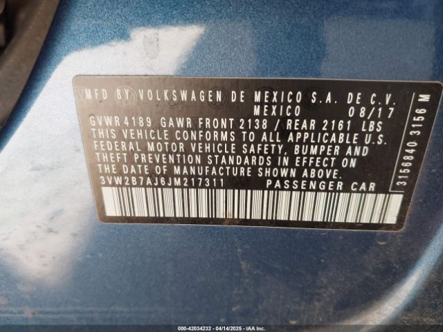 3VW2B7AJ6JM217311 Volkswagen Jetta 1.4t S