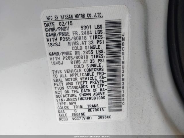JN8CS1MU3FM381990 Infiniti QX70