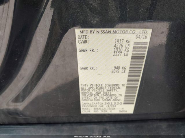 1N4AL3AP7GN361320 Nissan Altima 2.5 S