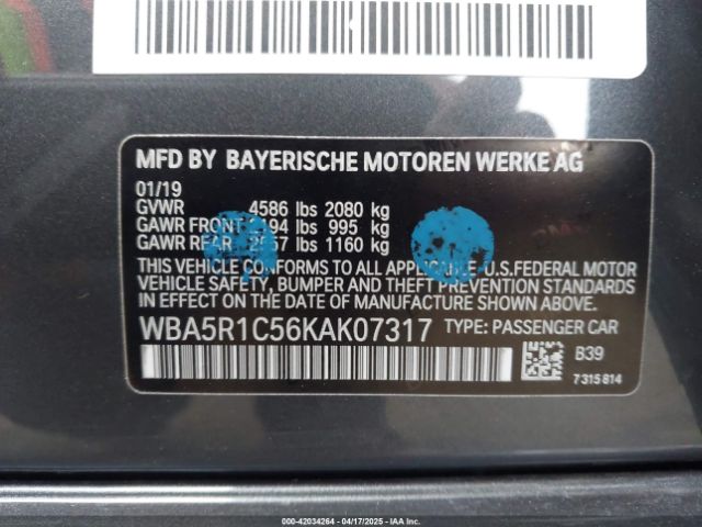 WBA5R1C56KAK07317 BMW 330I