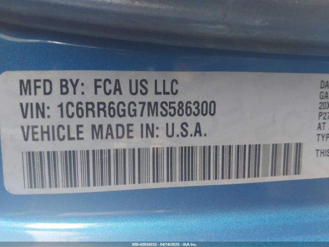 1C6RR6GG7MS586300 RAM 1500 Classic Warlock  4x2 6'4 Box