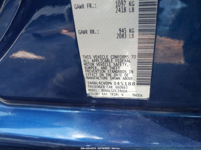 1N4BL4CV0PN345188 Nissan Altima Sr Fwd