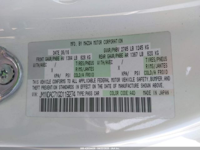 2016 MAZDA MX-5 MIATA JM1NDAC71G0119274 Photo 8