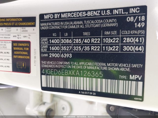 4JGED6EBXKA126365 Mercedes-Benz Amg Gle 43 Coupe 4matic