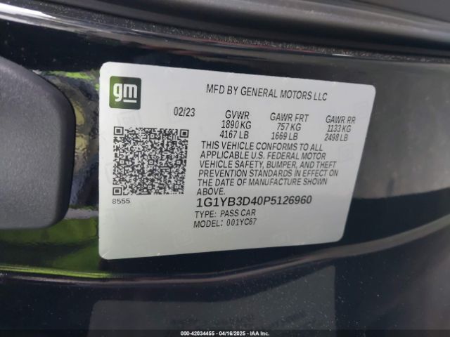 1G1YB3D40P5126960 Chevrolet Corvette Stingray Rwd  2lt