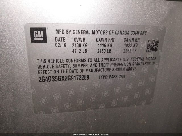 2G4GS5GX2G9172289 Buick Regal Turbo Premium Ii