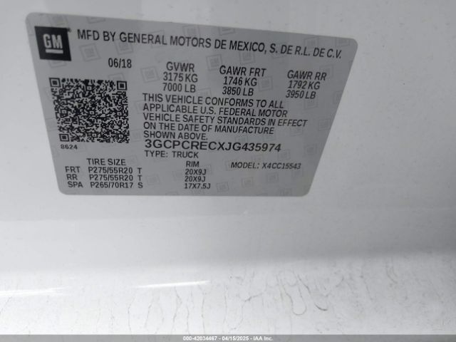 3GCPCRECXJG435974 Chevrolet Silverado 1500 1lt