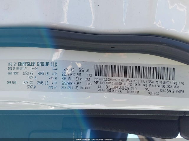1C4PJLCB0FW616538 Jeep Cherokee Latitude