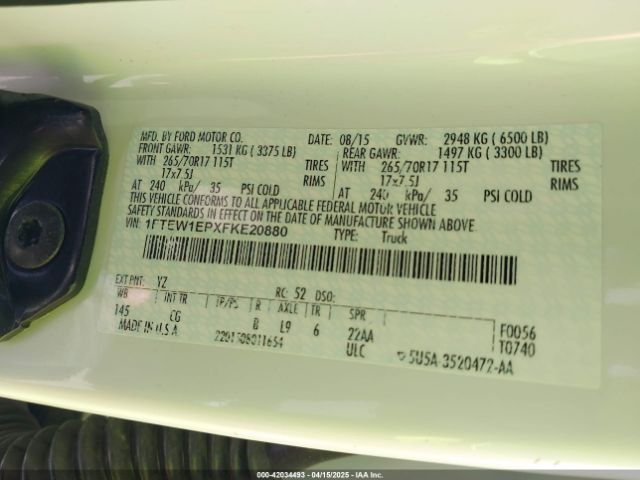 1FTEW1EPXFKE20880 Ford F-150 Xl