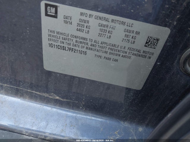 1G11C5SL7FF211016 Chevrolet MALIBU 1LT