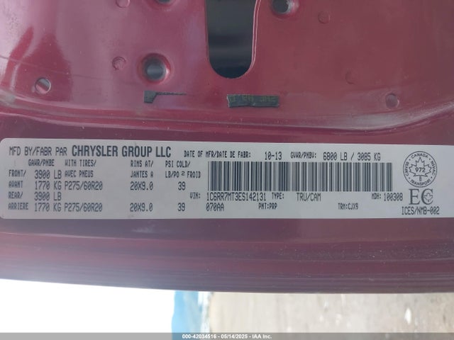 RAM 1500 Sport 2014 1C6RR7MT3ES142131 Image 9