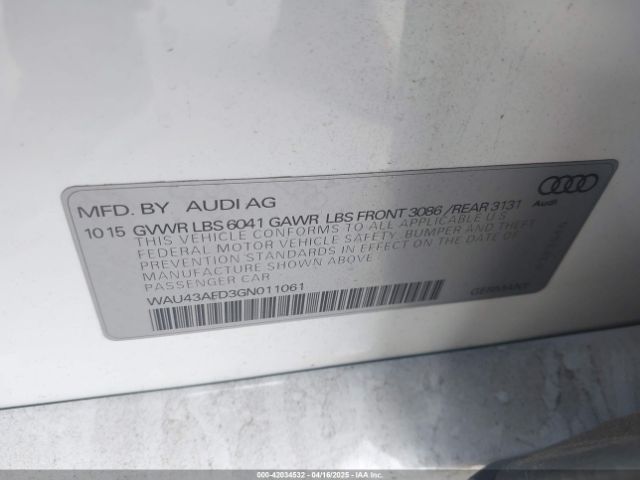 WAU43AFD3GN011061 Audi A8 L 4.0t Sport