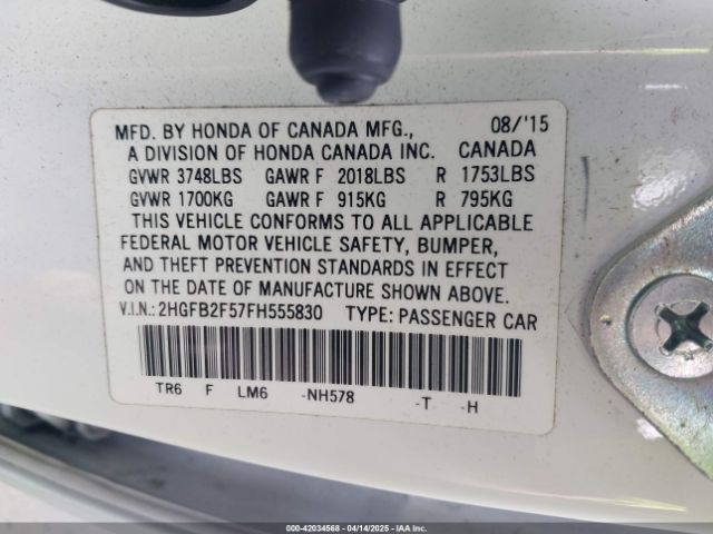 2HGFB2F57FH555830 Honda Civic Lx