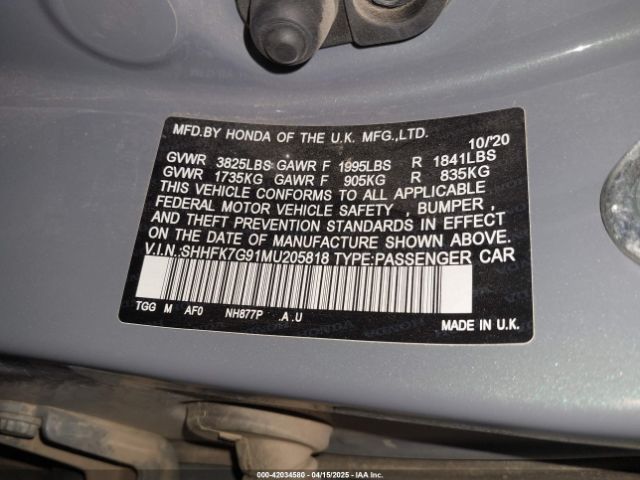 SHHFK7G91MU205818 Honda Civic Sport Touring