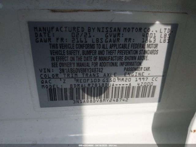 3N1AB8DV8MY248742 Nissan Sentra Sr Xtronic Cvt