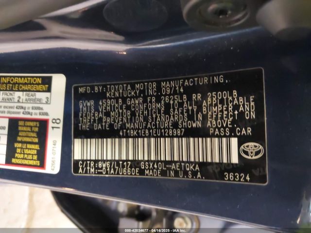 4T1BK1EB1EU128987 Toyota Avalon Xle Touring