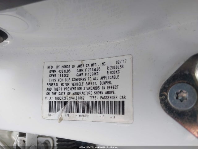 1HGCR2F71HA161662 Honda k24w1