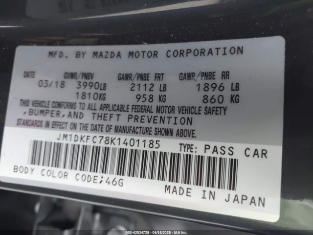 JM1DKFC78K1401185 Mazda Cx-3 Touring