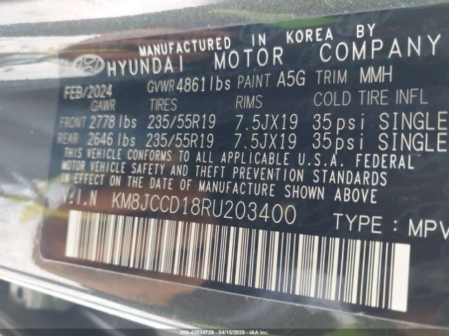 2024 HYUNDAI TUCSON HYBRID KM8JCCD18RU203400 Photo 8