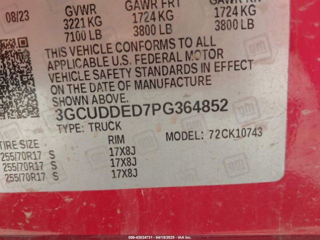 2023 CHEVROLET SILVERADO 1500 3GCUDDED7PG364852 Photo 8