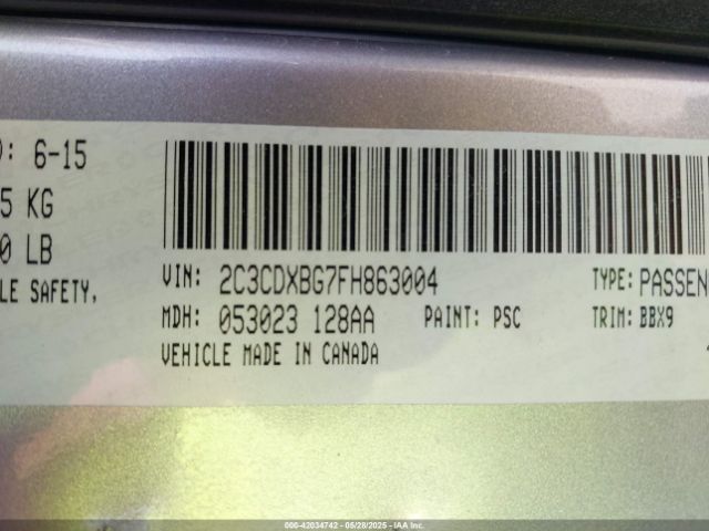 2C3CDXBG7FH863004 Dodge Charger Se