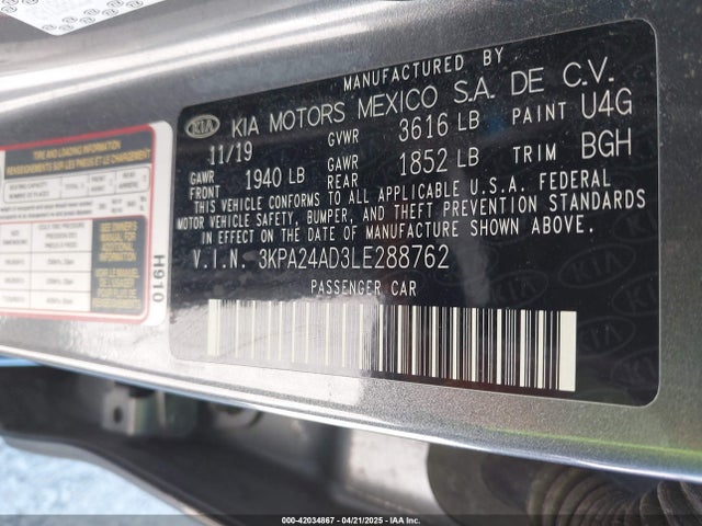 3KPA24AD3LE288762 KIA RIO S