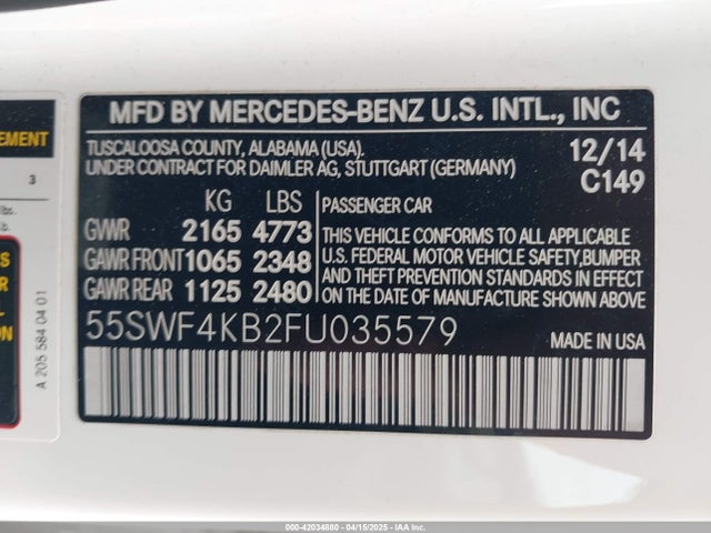 55SWF4KB2FU035579 Mercedes-Benz C 300 4matic/luxury 4matic/sport 4matic