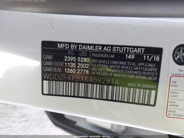 WDDZF4KBXKA592814 Mercedes-Benz E 300 4matic