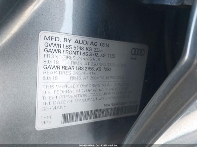 WA1UFAFL8EA133365 Audi Allroad 2.0t Premium
