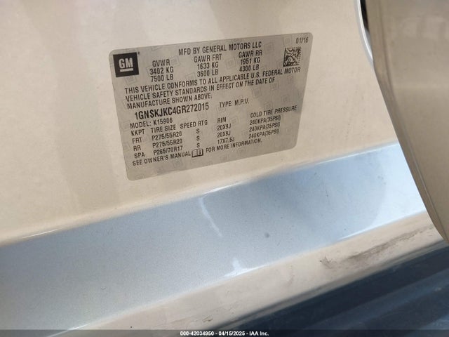 Chevrolet Suburban Ltz 2016 1GNSKJKC4GR272015 Image 9