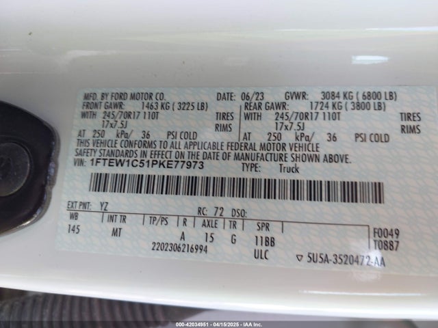 1FTEW1C51PKE77973 Ford F-150 Xlt