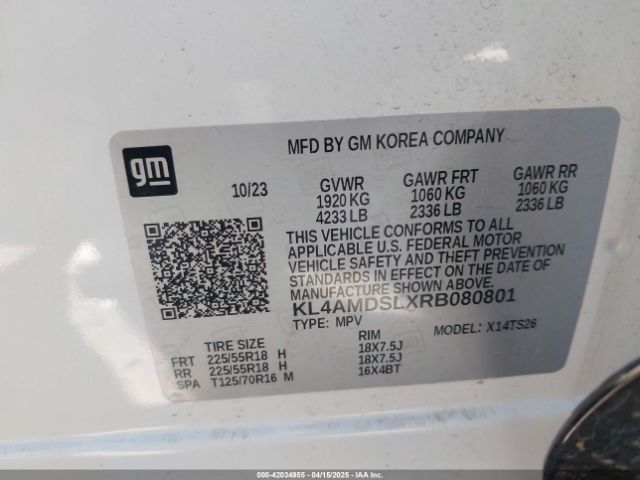 KL4AMDSLXRB080801 Buick Encore Gx Sport Touring Fwd