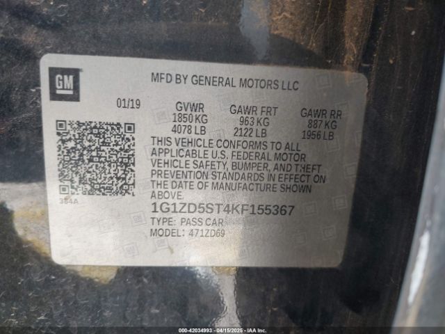 1G1ZD5ST4KF155367 Chevrolet MALIBU LT