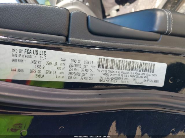 1C4RJFBG4HC808010 Jeep Grand Cherokee Limited 4x4
