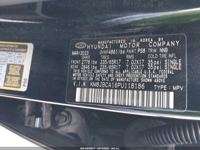 KM8JBCA16PU118186 Hyundai Tucson Hybrid Blue