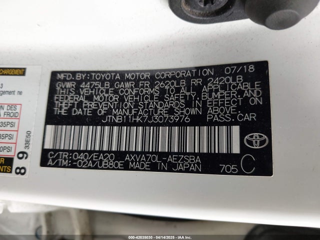 JTNB11HK7J3073976 Toyota CAMRY SE