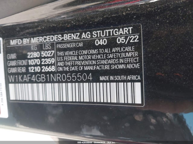 W1KAF4GB1NR055504 Mercedes-Benz m264