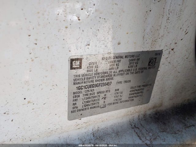 1GC1CUEG9GF230457 Chevrolet Silverado 2500hd Wt
