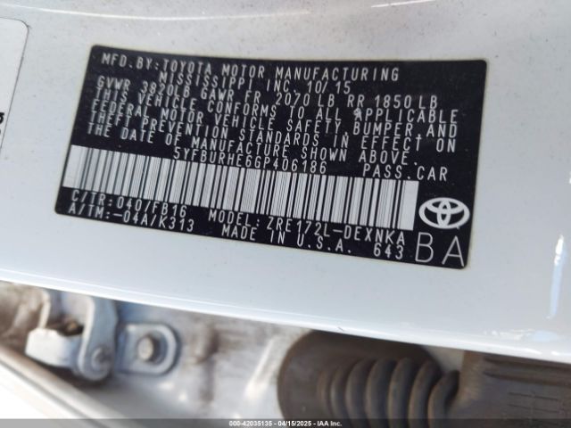 5YFBURHE6GP406186 Toyota 2zr-fe