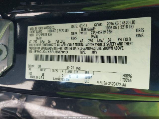 1FMCU0JX5FUB87813 Ford Escape Titanium