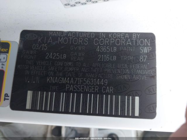 KNAGM4A71F5631449 KIA Optima Lx