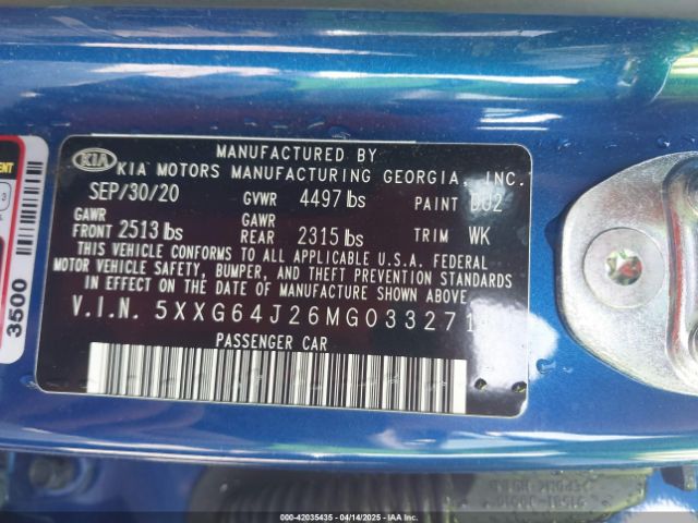 5XXG64J26MG033271 KIA K5 Gt-line