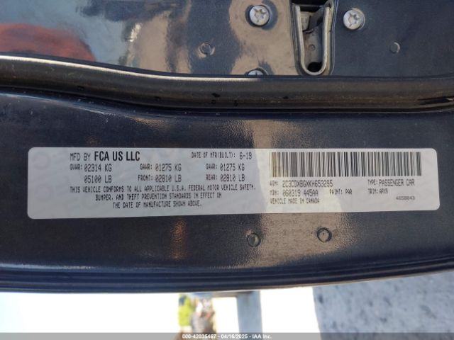 2C3CDXBGXKH653295 Dodge Charger Sxt Rwd