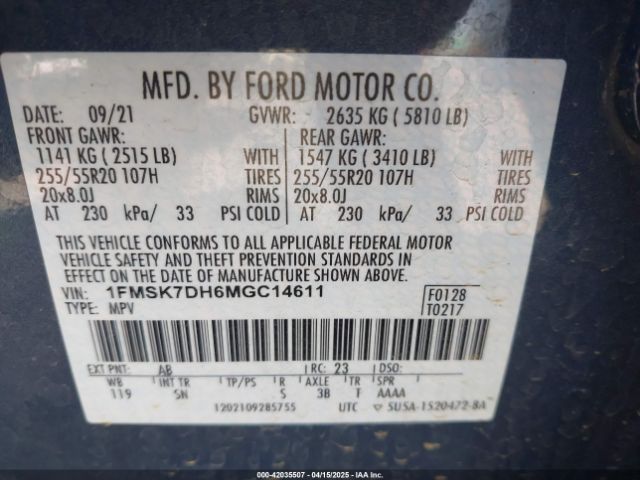 2021 FORD EXPLORER 1FMSK7DH6MGC14611 Photo 8
