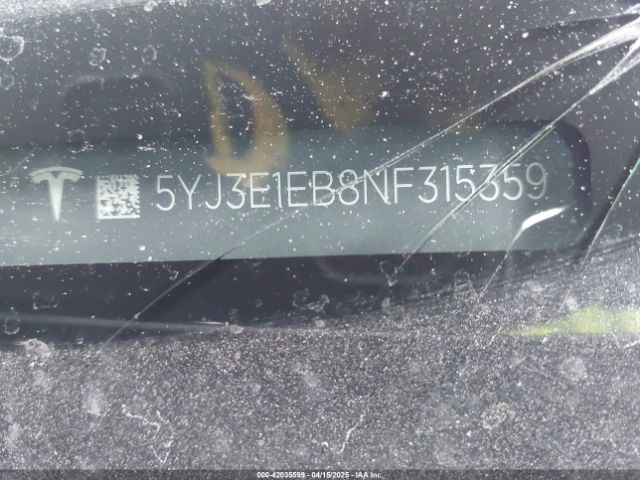 2022 TESLA MODEL 3 5YJ3E1EB8NF315359 Photo 8