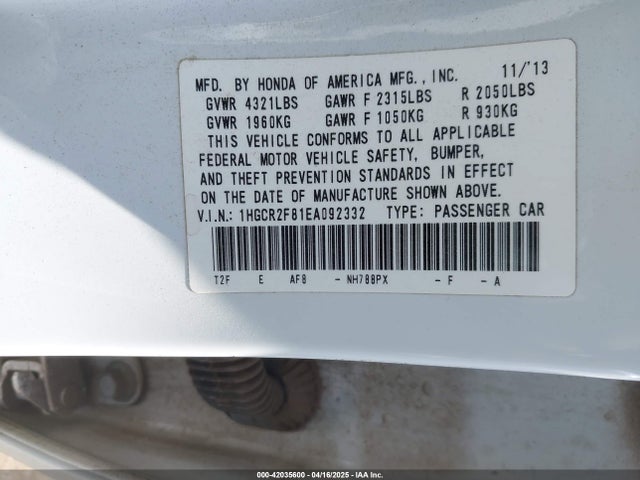 Honda Accord Ex-l 2014 1HGCR2F81EA092332 Image 9